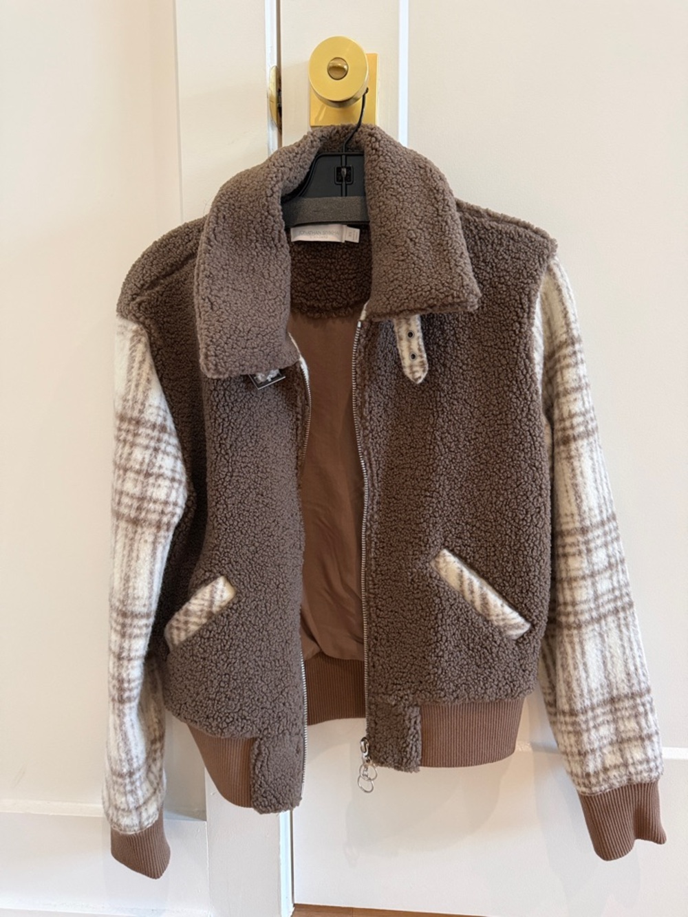 Jonathan Simkhai Brown Sherpa Jacket with Cream Trim